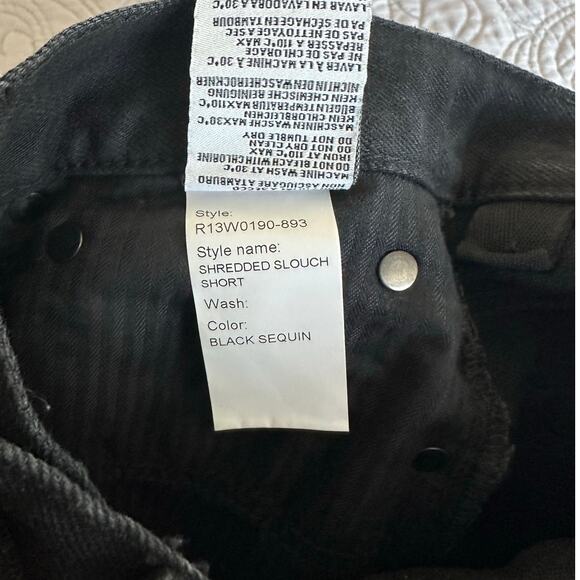 R13 Black Sequin Fringe Jean Shorts - Picture 10 of 11